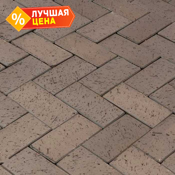 Клинкерная брусчатка Lode Wega коричневая шероxоватая, 200x100x52 мм