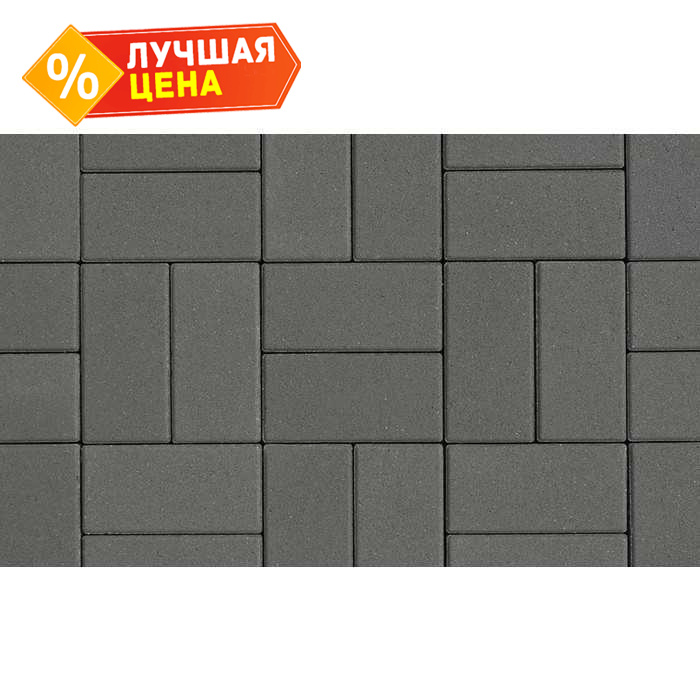 Плитка тротуарная Прямоугольник (Ла-Линия) А.2.П.4 гладкий серый 200x100x40 мм